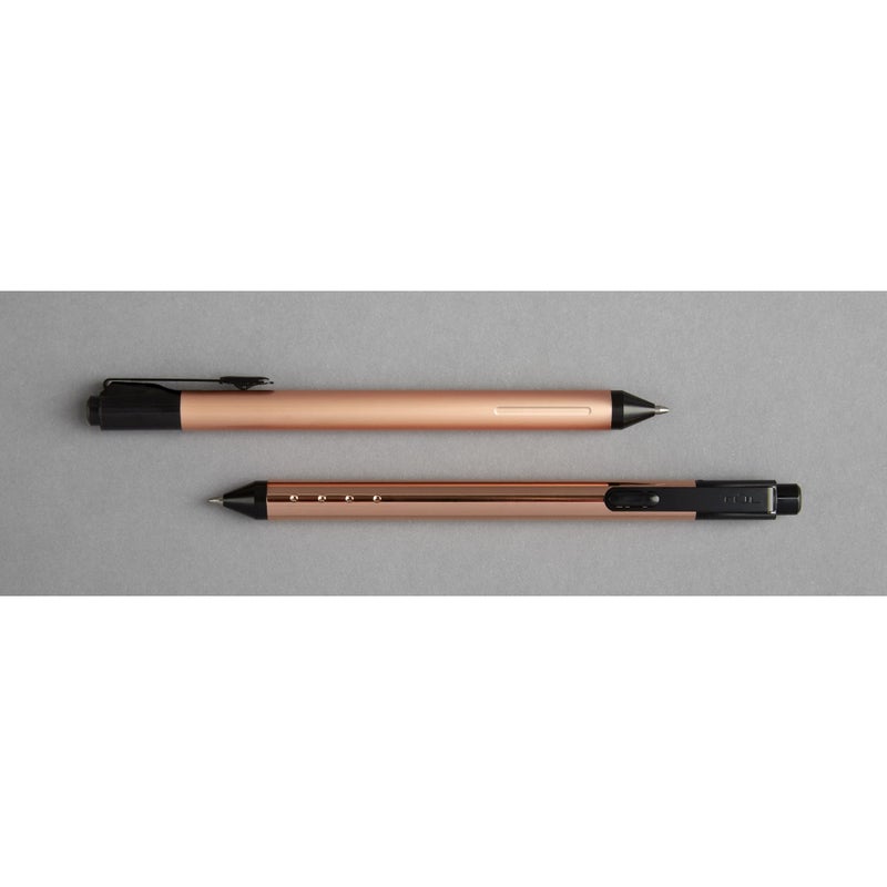 TULÂ® Fine Writing Solid Metal Barrel Retractable Gel Pen with 2 Refills, Medium Point, 0.7 mm, Rose Gold Barrel, Black/Blue Ink - Image 4